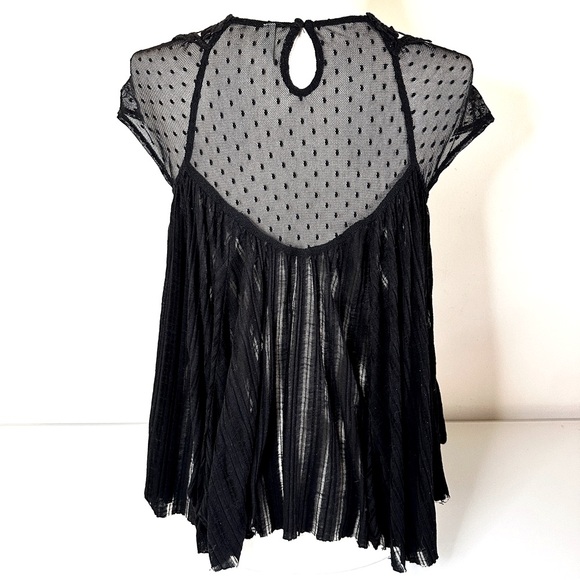 Free People Stars Align Black Swing Top M Boho - Picture 2 of 8